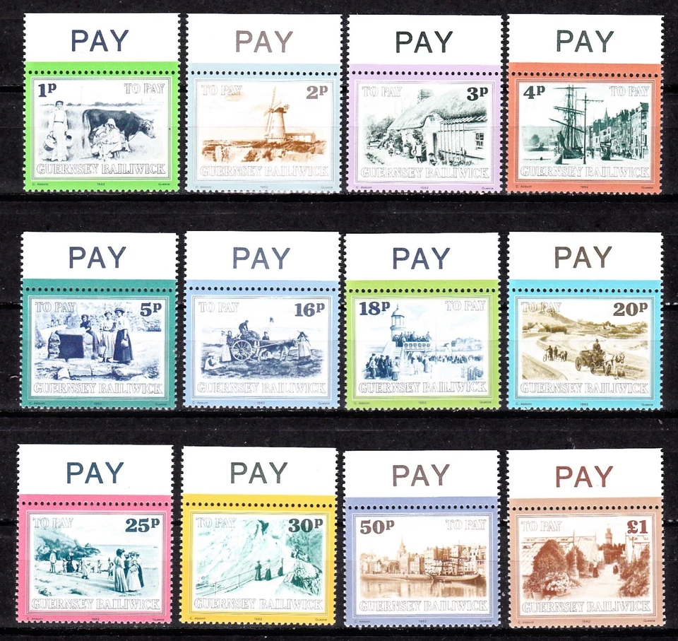 GUERNSEY #J30-J41 MNH ISLAND VIEWS POSTAGE DUE STAMPS - Image 1 of 1