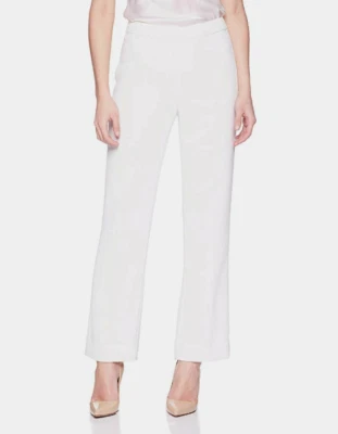 Pantalones rectos Tahari ASL con cremallera lateral blancos talla 14 5197 Foto 1 de 2
