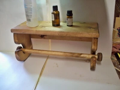 Handcrafted Pine Wood Paper Towel  Holder with Shelf (screws added with item) - Image 1 of 4