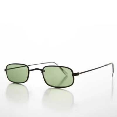 Rectangle Green Lens Hippy Vintage Sunglass with Black Frame - Hulu - Image 1 of 3
