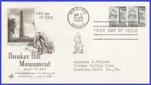 USA5 #1034 ADDR ARTCRAFT FDC STR2 Bunker Hill Monument - Picture 1 of 1