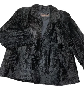 Edwards-Lovell Vintage Bespoke Swing Coat XL Persian Lamb Fur Strip Astrakhan - Picture 1 of 15