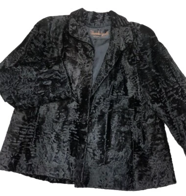 Edwards-Lovell Vintage Bespoke Swing Coat XL Persian Lamb Fur Strip Astrakhan - Image 1 of 4