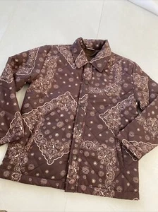 Pacsun Kids Girls Size Large/10 Brown Batik Snap Up Quilted Lined Jacket - Picture 1 of 12