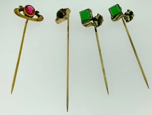Collection of 4 (Four) Antique Gold Filled Stick Pins - Picture 1 of 4