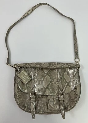 Bolso de Hombro Mensajero Ralph Lauren Etiqueta Púrpura Champagne Pitón $3950 *LEER* Foto 1 de 4
