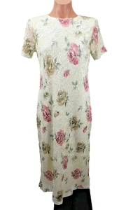 VTG 90s Nikki Morgan Floral Slinky Maxi Dress Sz 6 Lace MOB EUC Cottagecore - Picture 1 of 12