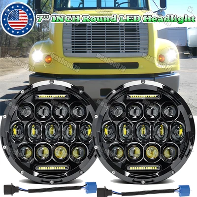 Faros LED proyectores redondos de 7 pulgadas haz alto/bajo para camión Freightliner FL112 Foto 1 de 4