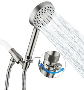 Massiver Metall gebürstetes Nickel Handbrause Duschkopf mit extra langem Edelstahl Ste... - Bild 1 von 8