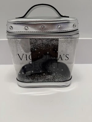 Victoria Secret 2019 transparente plata brillante copo de nieve maquillaje cosmético estuche de tren Foto 1 de 4