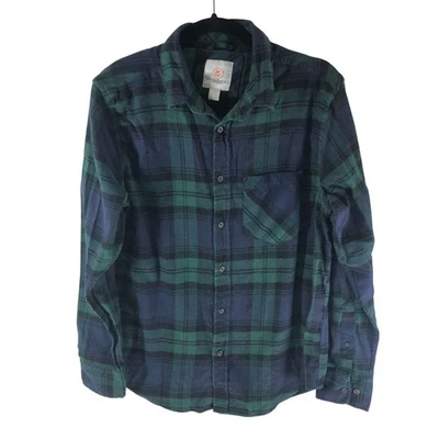 Camisa de franela Cloudveil para hombre bolsillo en el pecho mezcla de algodón a cuadros azul verde S Foto 1 de 4