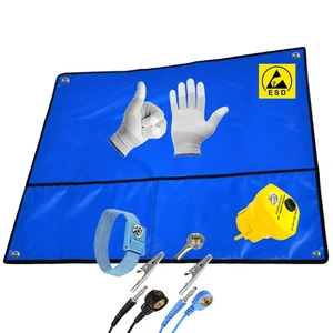Minadax Antystatyczna 60 x 80mm Mata ESD BS-806-B-IM w kolorze niebieskim z wtyczką Schuko - Zdjęcie 1 z 13