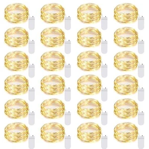 24 Pack LED Fairy Lights Battery Operated 7Ft 20Led Warm White Mini String Li... - Picture 1 of 7