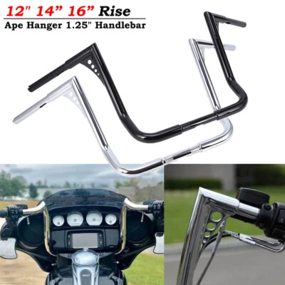 12 14 16" Rise Ape Hanger HandleBar For Harley Touring Electra Street Road Glide Foto 1 de 4
