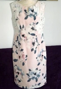 Pecis petite, ladies pink, fully lined, flowered dress, size 12 - Picture 1 of 3