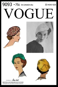 Vogue # 9093 Sally Victor BERET Hat Cap Fabric Sew Pattern Chemo Cancer Alopecia - Picture 1 of 3