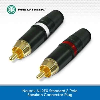 2x Neutrik RCA Phono Plugs Gold Plated REAN Connectors Red/White NYS373 Cable - Image 1 of 4