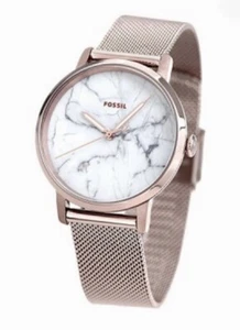 FOSSIL Neely White Marble Dial Rose Gold Stainless Steel Watch NIB Ladies - Picture 1 of 9