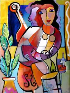 Abstract Tile Backsplash Warren Cullar Art Ceramic Mural WC144 - Picture 1 of 2