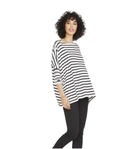 Hatch Maternity White Black Striped The Perfect Long Sleeve Boat Neck Tee 3(L) - Picture 1 of 7