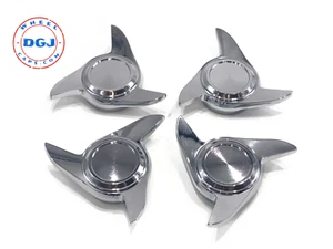 3 Bar Old School Cut Chrome Knock-Off Spinner Caps for Lowrider Wire Wheels - Picture 1 of 3