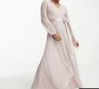 Asos Petite Bridesmaid Wrap Maxi Dress In Taupe - Sequin-embellished design