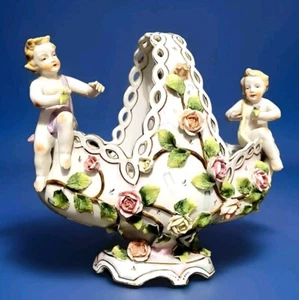 Schierholz Dresden Meissen German Porcelain Basket  Cherub Handpainted Victorian - Picture 1 of 22