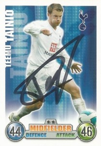 TEEMU TAINIO SIGNED TOTTENHAM 2007/2008 MATCH ATTAX TRADING CARD+COA