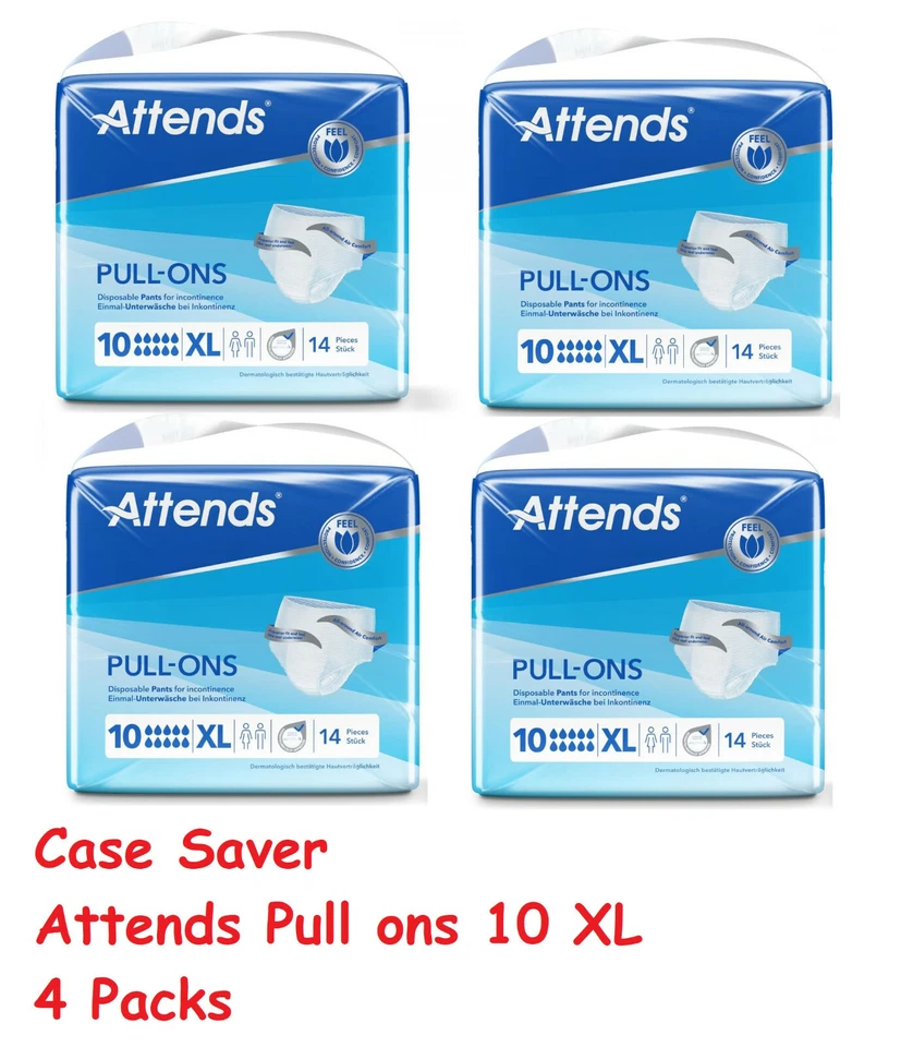 Attends Pull Ons Pants 10 XL Extra Large - 4 Packs of 14 Incontinence Adult Pant