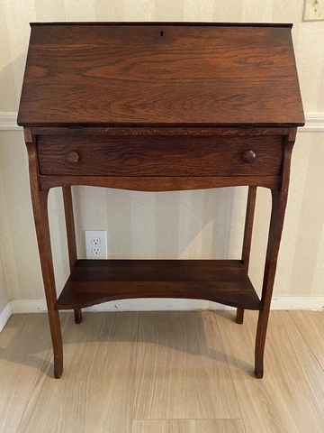 Antique Quartersawn Oak (Tiger Oak) Drop Front Secretary Desk Cover