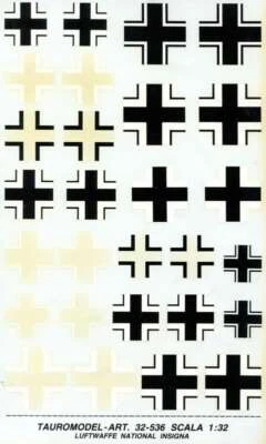TAURO MODEL TM32/536 INSEGNE NAZIONALI LUFTWAFFE x Bf 109E/G, Me 262 SCALA 1:32 - Immagine 1 di 2