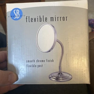 Simply Basic Smooth Chrome Finish Flexible Flexible 5.5” Round Makeup Mirror NIB - Picture 1 of 7