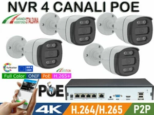 NVR POE 4  + 4 CAM VISIONE COLORE BUIO ASSOLUTO SONY FULL COLOR POE-IP H265 - Bild 1 von 3