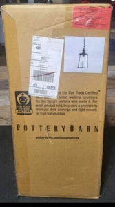 Pottery Barn Regan Framed Glass Pendant Large-10” Diam. X 25” High-BLACK-New - Picture 1 of 2