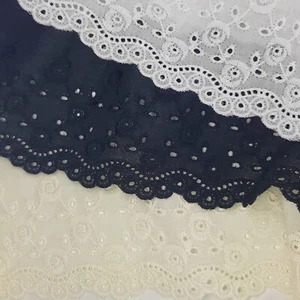 Broderie Anglaise Flat Lace Eyelet Trim 75mm 3" wide Premium Quality White Black - Picture 1 of 7