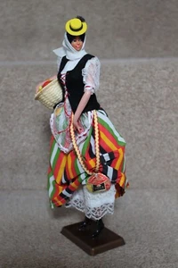 Vintage 10 Zoll große spanische Puppe mit Obstschale Kleiderständer Marin Fabricado - Bild 1 von 6