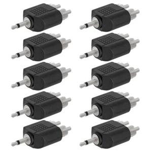 10x 3.5mm Mono Male to Dual 2 RCA Male Audio Cable Adapter Connector Converter - Picture 1 of 2