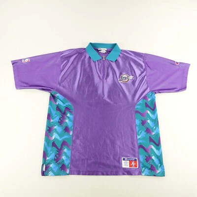 Vintage Utah Jazz Shooting Shirt XL Purple Blue Champion 1/4 Zip Polo NBA 90s ^ - Image 1 of 4