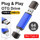Kootion USB 2.0 64GB 2 in1 Type-C USB Stick For Type -C Android Samsung Phone PC