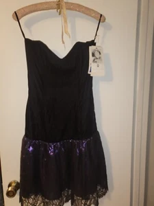 Vintage 1980s Jessica Mcclintock Gunne Sax Black Velvet Dress W Tags Size 7/8 - Picture 1 of 6