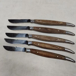 5 Japanese Wood handle 8" Steak Knifes Stainless Steel Serrated Dinner Knifes - Picture 1 of 24