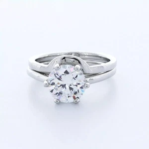 Solitär Verlobungsring Set Platin 2,02 Karat runder Lab-gezüchteter Diamant G VS1 - Bild 1 von 5