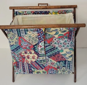 Cestino filato cucito maglia MCM vintage pieghevole struttura in legno - Foto 1 di 6