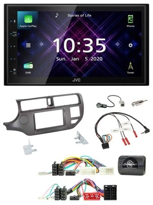 JVC DAB 2DIN Lenkrad Bluetooth USB Autoradio für Kia Rio 11-15 UB anthrazit - Bild 1 von 4