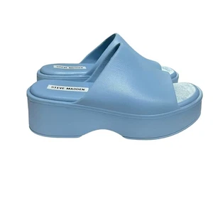 Steve Madden Plateau-Pantoletten Sandalen blau klobige Slipper Damenschuhe Größe 6 - Bild 1 von 4