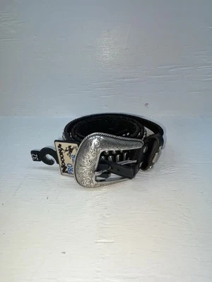 "Nuevo cinturón negro de cuero genuino Nocona plateado con tachuelas 32"" #N1311999 Z-133" Foto 1 de 4