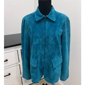 Chaqueta Liz Claiborne 100% Gamuza Cremallera Completa Bolsillos Frontales Talla Grande NUEVA - Imagen 1 de 8