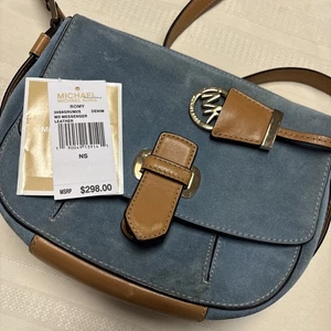 Michael Kors Romy 30S6GRUM3S Denim Genuine Leather Messenger Bag - Picture 1 of 12
