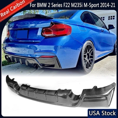Real Carbon Rear Bumper Diffuser Lip for BMW 2 Series F22 M235i M-Sport 2014-21 - Image 1 of 4
