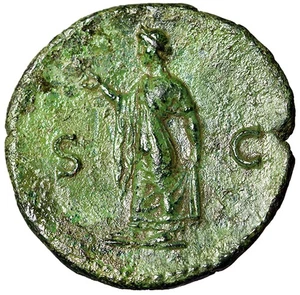 Domitian als Caesar AE als "nacktes Portrait / Spes" selten sehr schön - Bild 1 von 5